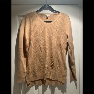 Talbot V-neck cotton cable knit sweater.